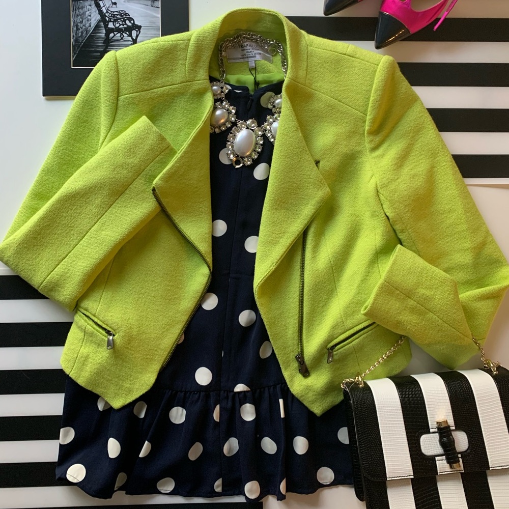 (New) Zara Neon Moto Cotton Jacket